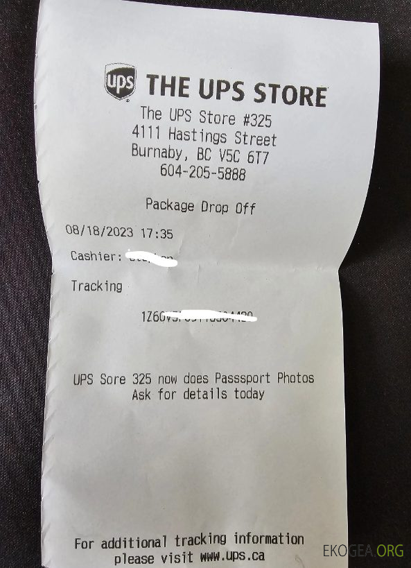 Le chèque de paiement du magasin UPS